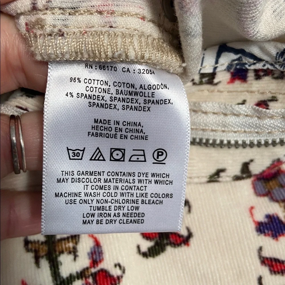 NWOT Anthropologie Pilcro cream corduroy boho printed bootcut jeans